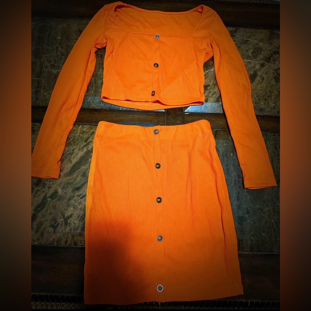 Y2K Stylish Orange and orange Red Women's Dress Set both new without tags combo - Picture 2 of 5